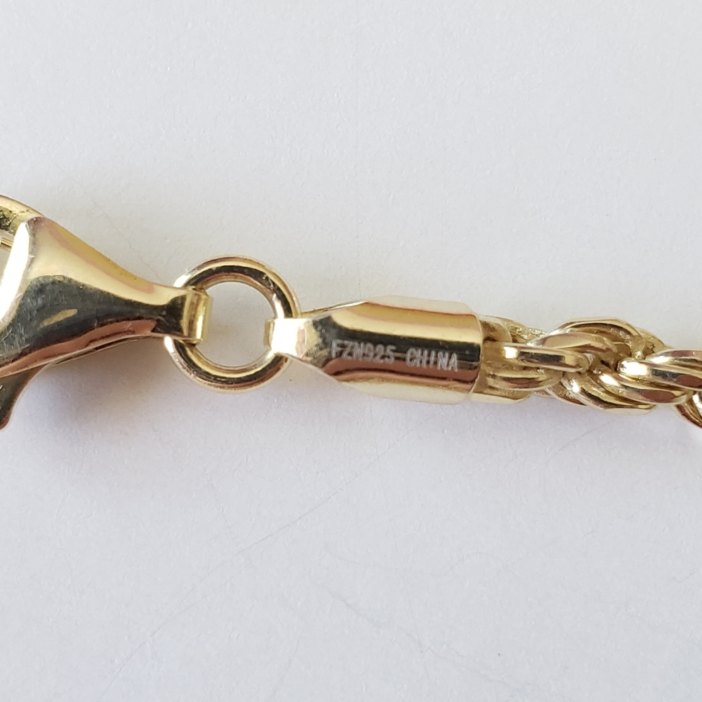 Gold tone 925 Sterling silver Chain Necklace - Picture 3 of 6